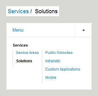 responsive_menu3 Screenshot of services sub menu items