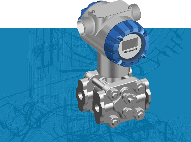 3D rendering image of Honeywell SmartLine product over blue