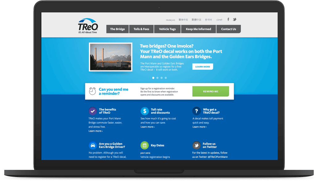 TReO Website homepage