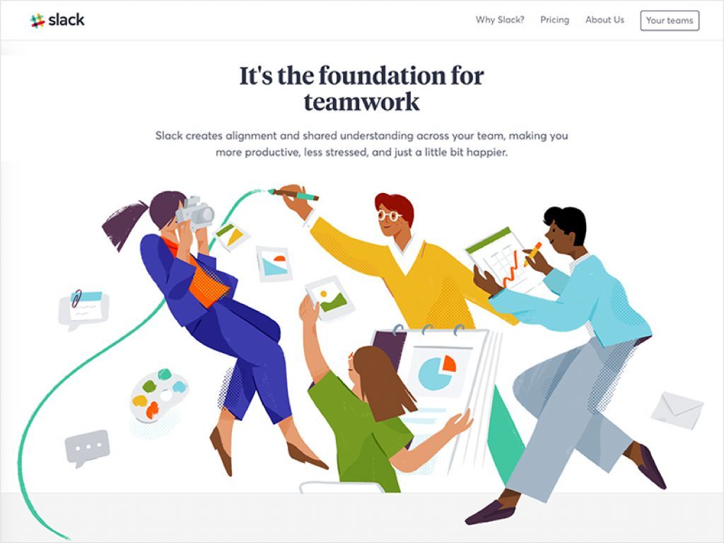Slack's illustration of collaboration.