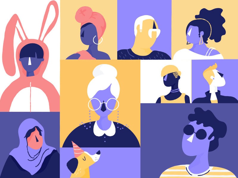 Shopify's illustration using colour to show diversity.