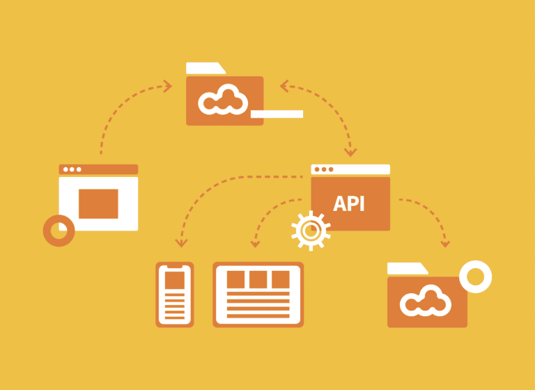 OXD illustration of browser screens with cloud icons, layouts and arrows showing the relationship of CMS architectures