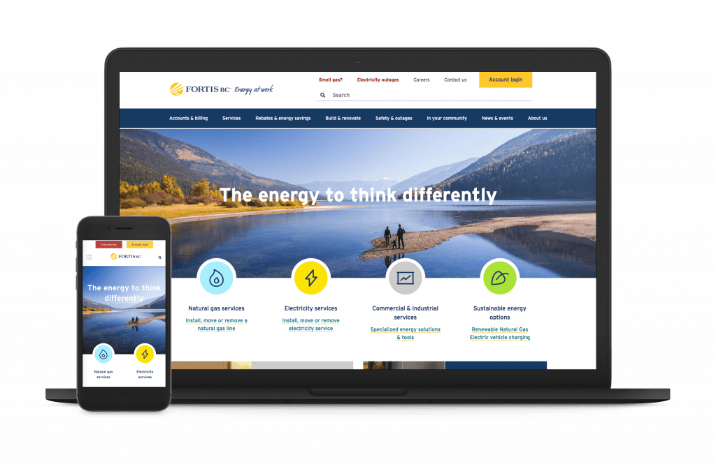 FortisBC website redesign shown on desktop and mobile