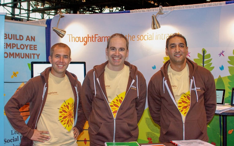Photo of Darren Gibbons and two other ThoughtFarmer staff