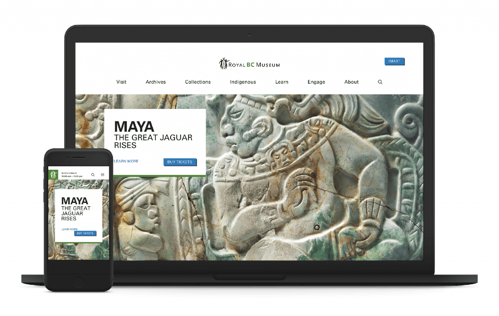 OXD redesigned Royal BC Museum's website shown on laptop