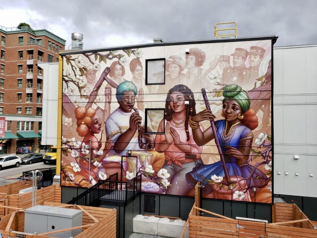 Image of mural artwork by Ejiwa "Edge" Ebenebe, ArtOfEdge.com.
Mural Site is located at 258 Union St, Vancouver, BC V6A 3A1, Canada - photo courtesy of UnoDigital.com