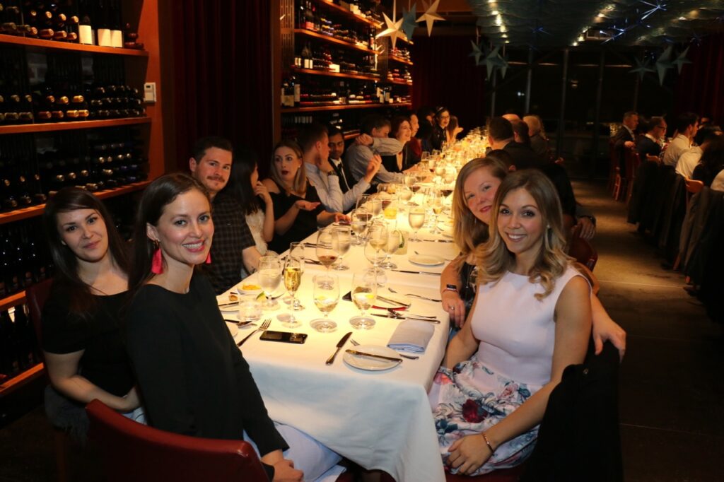 Photo of OXDTF group at a dinner table