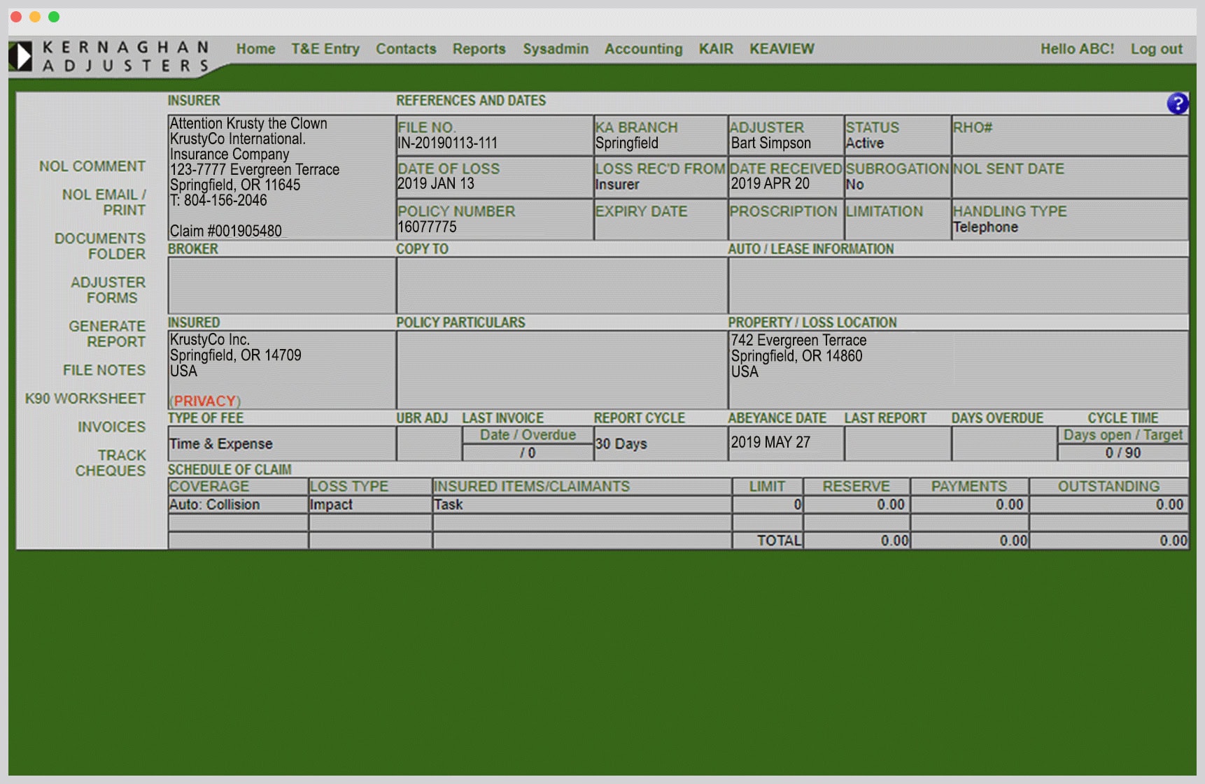 Screenshot of the old KEA tech stack dashboard