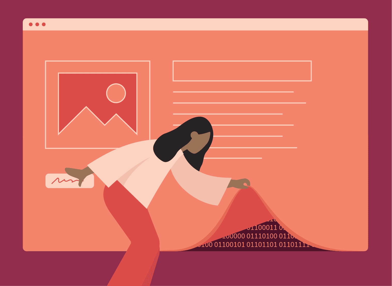 OXD illustration of a person lifting the edge of browser to see what's underneath