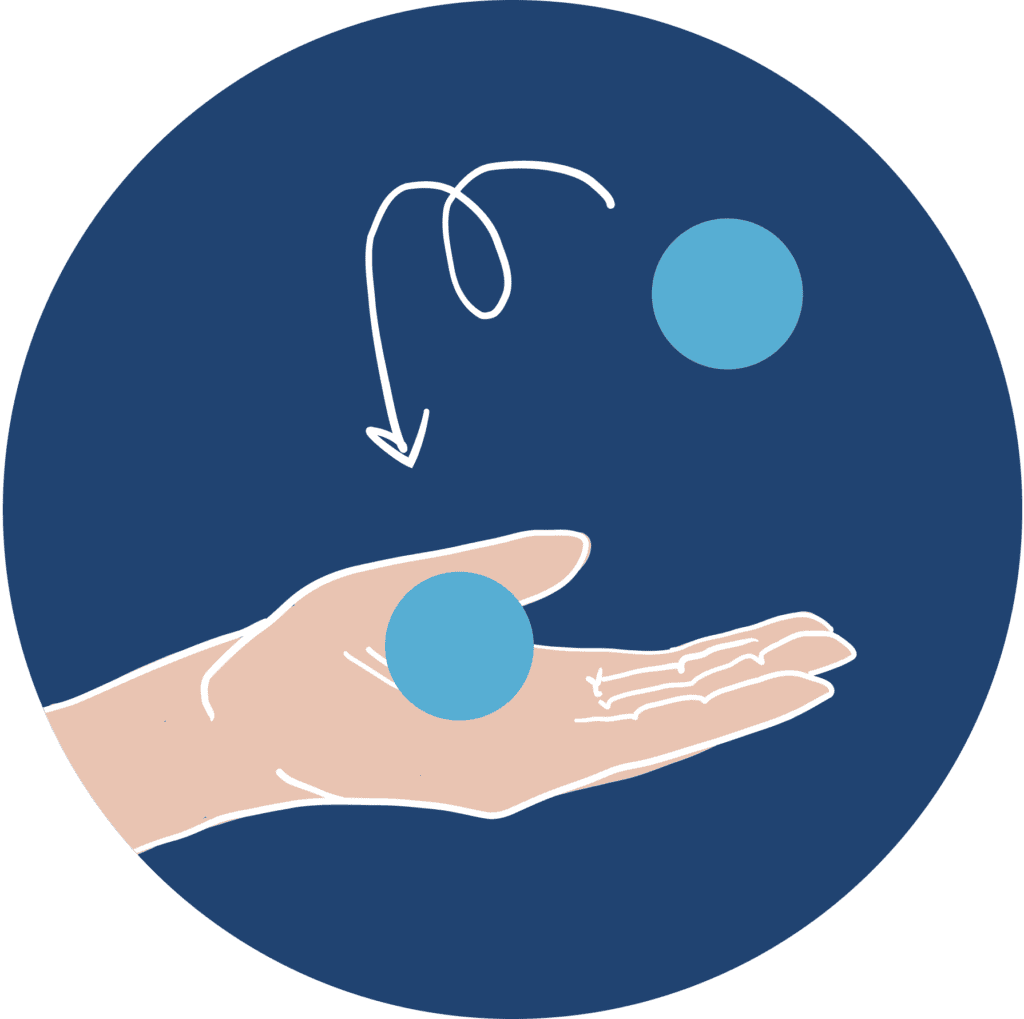 Human review where automation reaches its limits icon of a hand with a dot and a squiggly arrow