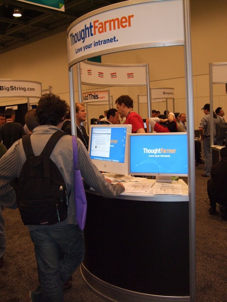 Photo of the old ThoughtFarmer booth at a tradeshow.