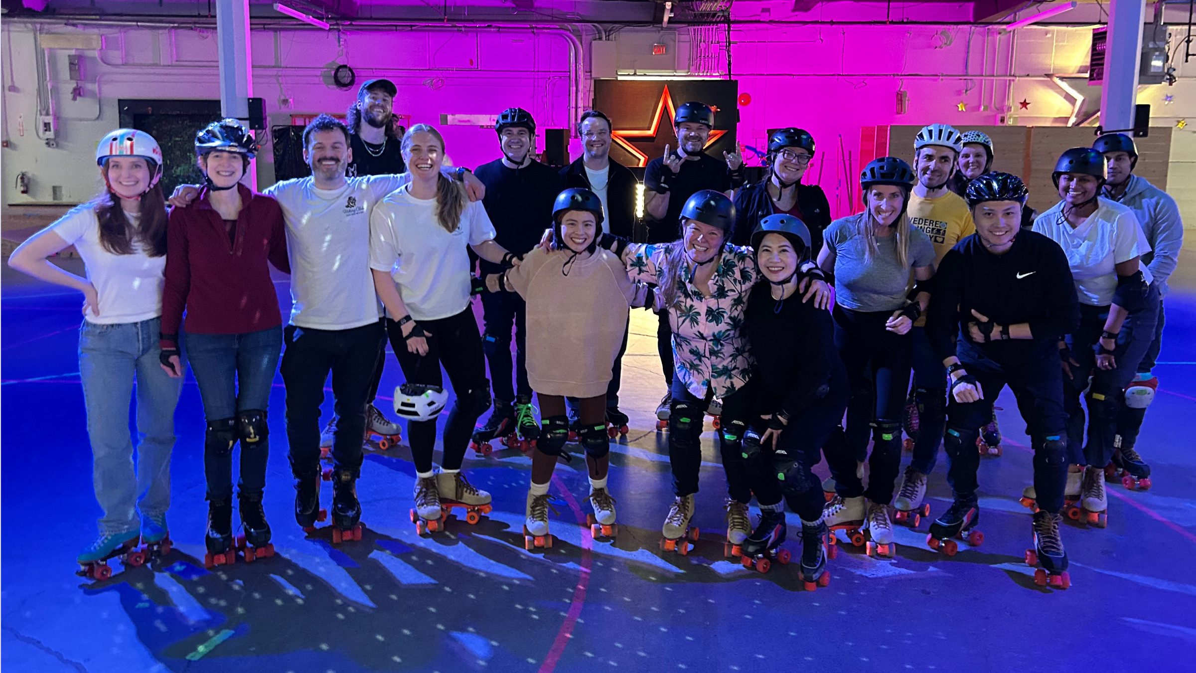 OXD and ThoughtFarmer staff rollerskating at the PNE in Vancouver